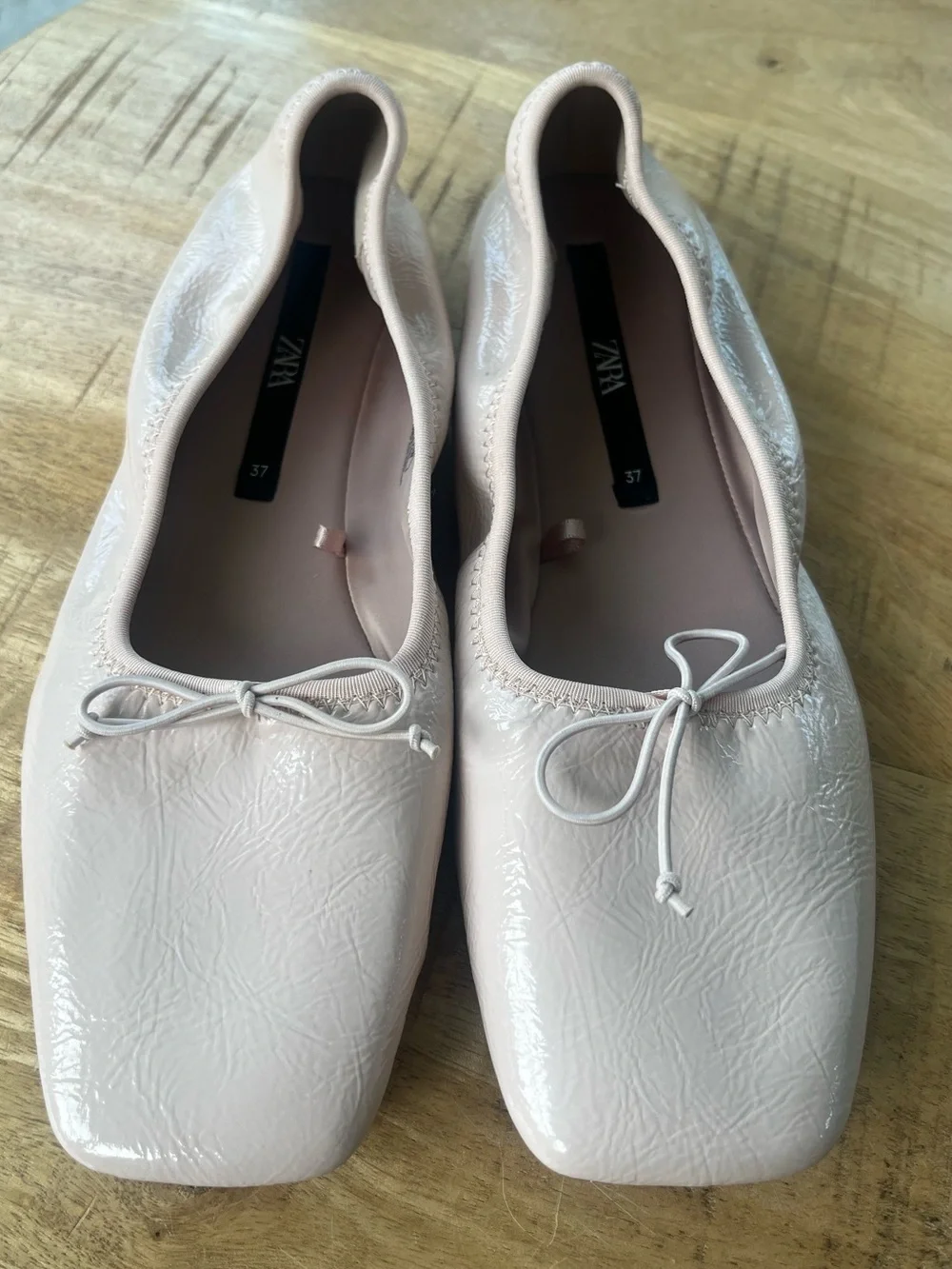 Zara Pink Patent Ballet Flat Shoes Sz 6.5